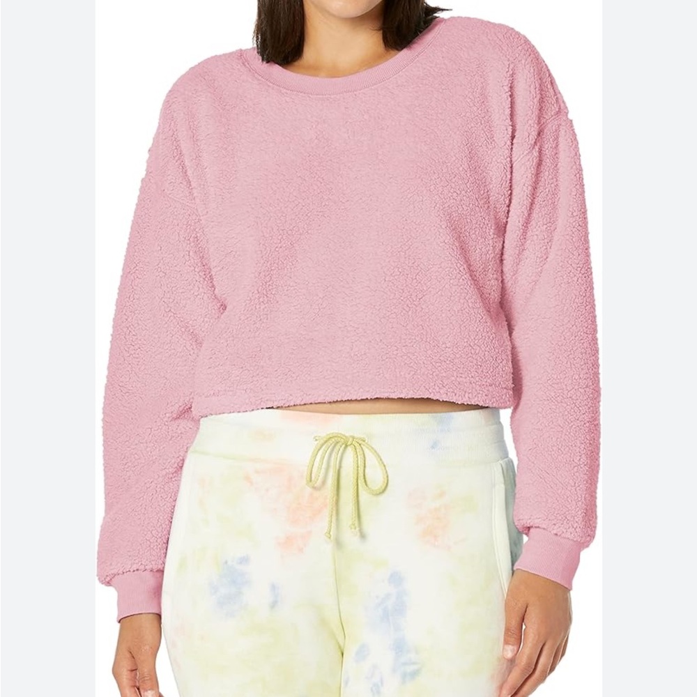 Splendid Rose Pink Ashley Cropped Teddy Sweatshirt! EUC - Picture 5 of 10